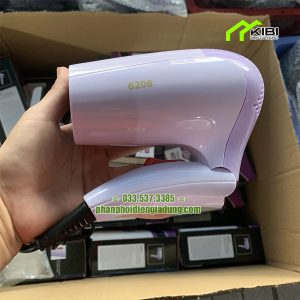 Máy sấy mini gấp gọn Dryer 6206 công suất 1400W (Máy sấy tóc giá rẻ có thiết kế tay cầm gấp gọn được)