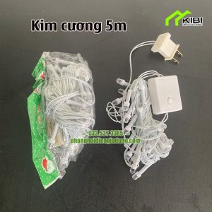 Đèn nháy kim cương 5m kiểu dây trắng (Đèn nháy kim cương có dây dài 5m)