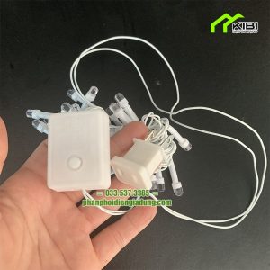Đèn nháy kim cương 5m kiểu dây trắng (Đèn led trang trí ngoài trời có thể điều khiển chế độ nháy bằng nút bấm và có phích nối dây)