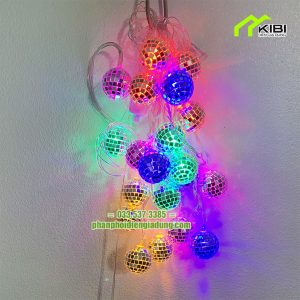 Đèn nháy hình cầu pha lê cao cấp dây dài 5m (Đèn nháy hình cầu pha lê cao cấp có nhiều chế độ nháy với ánh sáng 7 sắc cầu vồng)