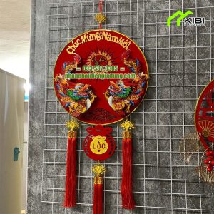 Rồng lắc trang trí tết thiết kế song long (Rồng lắc trang trí có thiết kế đẹp với 2 rồng đối xứng)