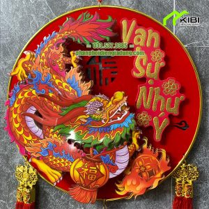 Dải treo tết hình rồng 3D, đầu lắc lư (Đồ trang trí tết hình rồng treo cửa may mắn có các hoạ tiết 3D)