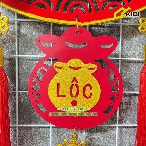 Dải treo tết hình rồng 3D, đầu lắc lư (Dây treo trang trí tết có thiết kế chữ Lộc nổi bật)