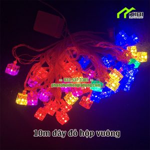 Dây led trang trí 10m kiểu dây đỏ sáng đủ màu (Đèn led trang trí dây đỏ hình hộp vuông)