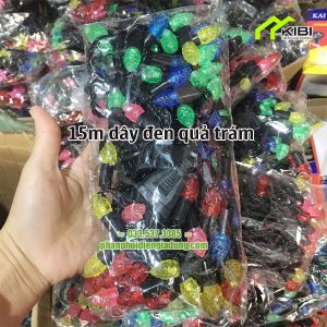 Dây bóng đèn trang trí dài 15m, đa dạng kiểu bóng (Đèn chớp nháy trang trí 15m dây đen quả trám)