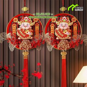 Thần tài treo tết thiết kế 3D đầu lắc lư