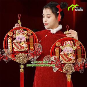 Thần tài treo tết thiết kế 3D đầu lắc lư
