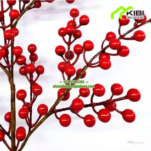 Cành đào đông 12 nhánh trang trí tết (Cành đào đông 12 nhánh có thiết kế các quả nhỏ đối xứng nhau)