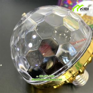 Đèn nháy theo nhạc led cầu mini dạng quay đui (Đèn chớp theo nhạc có mặt bóng giả pha lê)