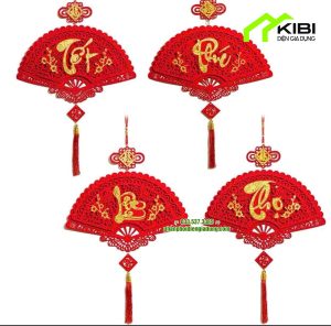 Dải treo trang trí hình quạt thiết kế 3D (Liễng treo tết chữ Phúc Lộc Thọ có thiết kế hình quạt đẹp mắt)