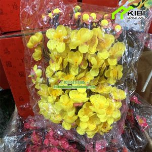 Combo túi 10 cành đào lụa, cành mai lụa (Hoa đào, hoa mai chùm thiết kế đào cổ mini)