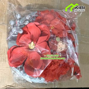 Set hoa mộc lan trang trí tết, trang trí giỏ quà (Phụ kiện trang trí năm mới hoa mộc lan đỏ)