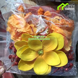 Set hoa mộc lan trang trí tết, trang trí giỏ quà (Sét phụ kiện làm tháp lễ oản, bánh nước hoa mộc lan vàng)