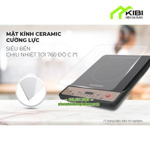 Bếp lẩu điện từ Sunhouse SHD6160 công suất 1800W (Bếp lẩu điện từ có thiết kế mặt kính cương lực siêu bền)