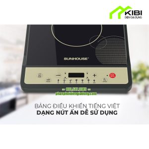 Bếp từ đơn cảm ứng Sunhouse SHD6158 nhỏ gọn, bền đẹp (Bếp từ đơn cảm ứng có đèn led sử dụng bảng điều khiển nút ấn có ghi chú tiếng việt)