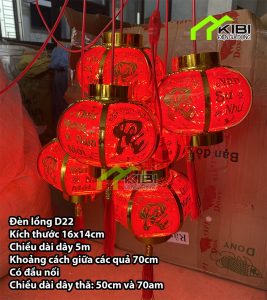 (Đèn led mành thiết kế dây dài 10m cùng 6 đèn lồng chữ phúc đỏ)